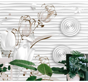 White elegant tulips flower mural - TenStickers