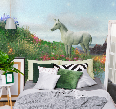 Fantasy wall mural majestic unicorn landscape - TenStickers