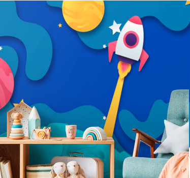 Fantasy wall mural rocket launch adventure - TenStickers