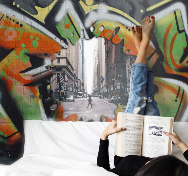 fashion graffiti background with photo  custom murals - TenStickers