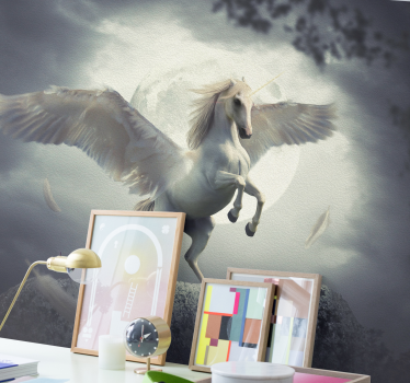 Fearless unicorn flying  fantasy mural - TenStickers