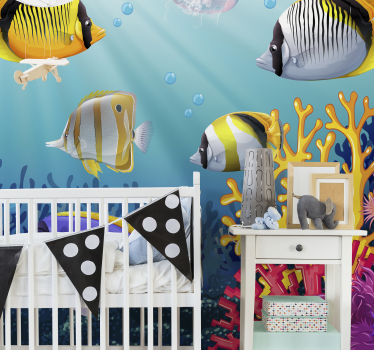 Fish swimming under the sea wall mural - TenStickers
