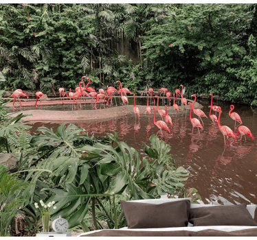 Flamingos by Water animal wall mural - TenStickers