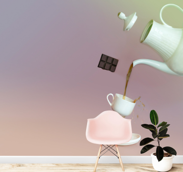 Dining room wall mural floating tea moments - TenStickers
