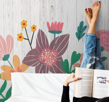 Flower mural colorful floral art - TenStickers