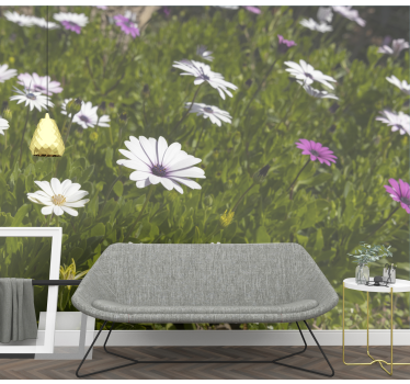 Flower mural daisies and greens - TenStickers