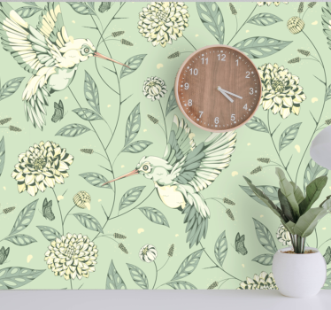 Flower mural hummingbirds among flowers - TenStickers
