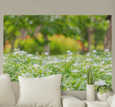 Flower mural lush white blooms - TenStickers