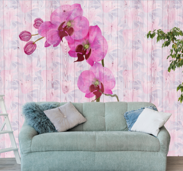 Flower mural pink orchid blooms - TenStickers