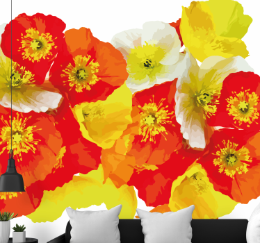 Flower mural poppy flower arrangement - TenStickers