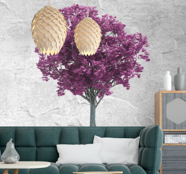 Flower mural purple tree blossoms - TenStickers