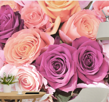 Flower mural rose bouquet closeup - TenStickers