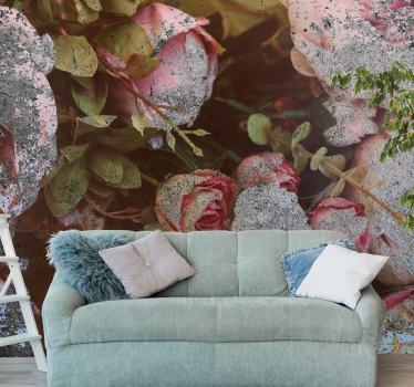 Flower mural roses and leaves design - TenStickers
