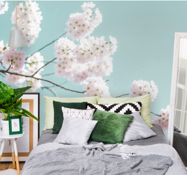 Flower mural sakura blossom branch design - TenStickers