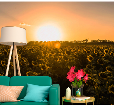 Flower mural sunflower meadow at dusk - TenStickers