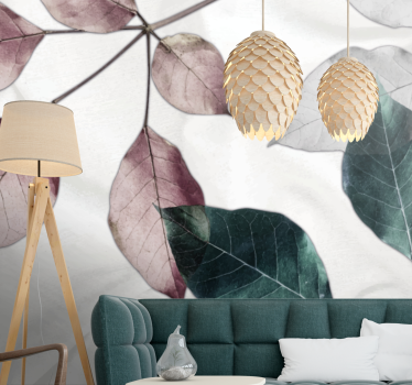 Flower mural with delicate leaf patterns - TenStickers