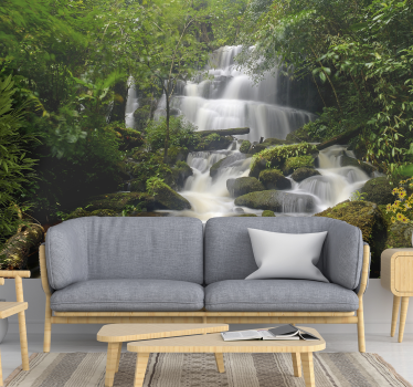 Forest and waterfalls landscape wall mural - TenStickers