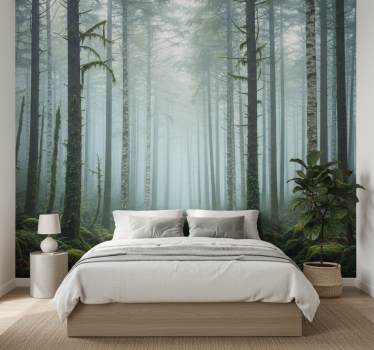 Forest wall mural atmospheric mist design - TenStickers