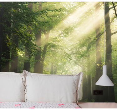 Forest wall mural radiant green woods - TenStickers