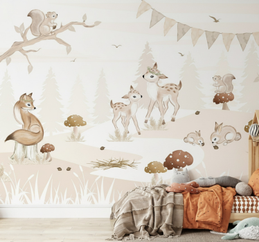 Forest wall mural whimsical woodland nursery - TenStickers