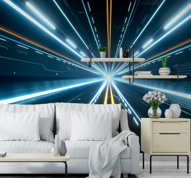 Futuristic Hallway 3D Mural Wallpaper - TenStickers