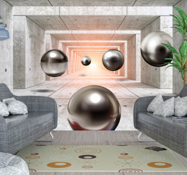 Futuristic Tunnel 3D Mural Wallpaper - TenStickers