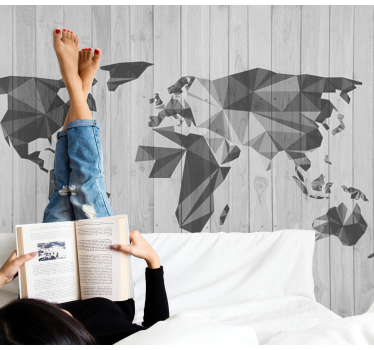 Geometric Global Map world map wall mural - TenStickers