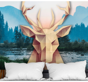 Geometric Stag Portrait animal wall mural - TenStickers