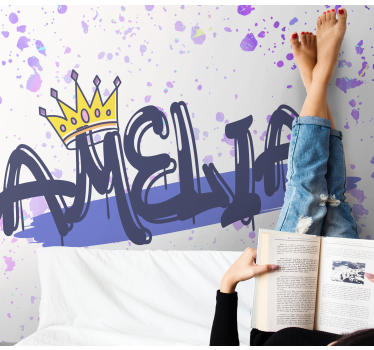 Girl graffiti with a crown wall mural - TenStickers