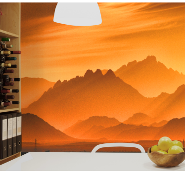 Golden hour in mountains  mountain mural - TenStickers