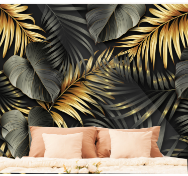 Golden plants 3d effect photo wall mural - TenStickers