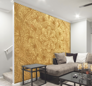 Gold Mandala Wall Mural - TenStickers