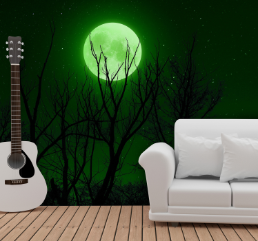Green Moon landscape wall mural - TenStickers