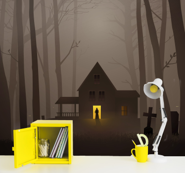 Halloween village wall mural wallpaper - TenStickers