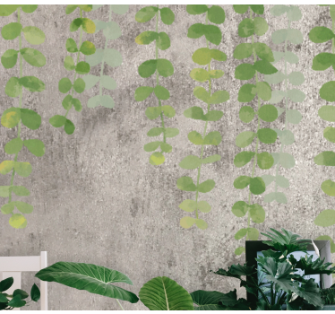 Hanging plants on concrete texture mural wallpaper - TenStickers