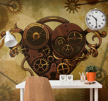 Heart Clock Mechanism love wall mural - TenStickers