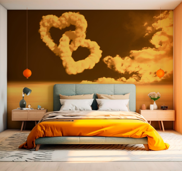 Heart-shaped clouds and dolphins love wall mural - TenStickers
