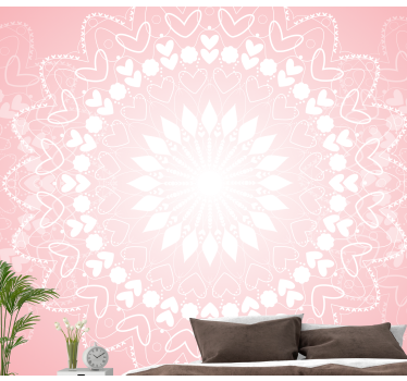 Hearts in cloud mandala murals - TenStickers