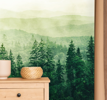 Hill treetop green forest mural wallpaper - TenStickers