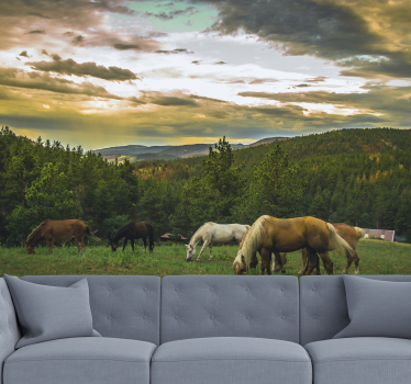 Horses in the mountains nature murals - TenStickers