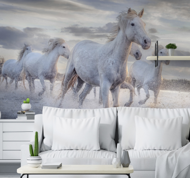 Horses in water mural wallpaper - TenStickers