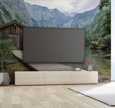 Hut in the mountain landscape wall mural - TenStickers