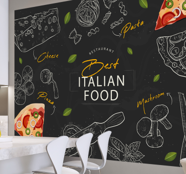 Italian food icons mural wallpaper - TenStickers