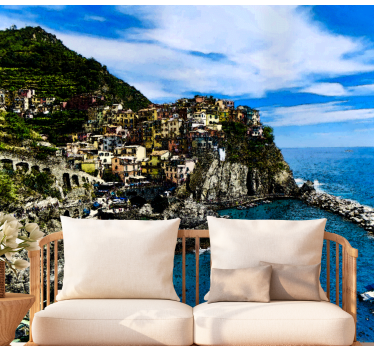 Italian town in the coast mural wallpaper - TenStickers