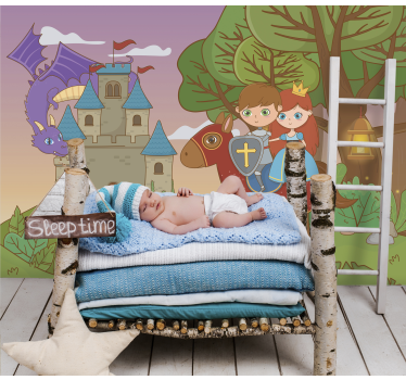 Kids Murals Dragon on the Castle - TenStickers