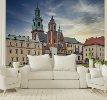 City wall mural kraków's historic skyline - TenStickers