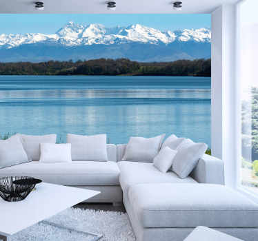 Lake in the Pyrenees landscape wall mural - TenStickers