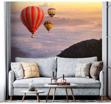 Landscape mural wallpaper airborne balloons - TenStickers
