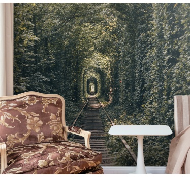 Landscape mural wallpaper railway tunnel nature - TenStickers