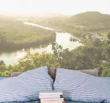 Landscape mural wallpaper serene river view - TenStickers